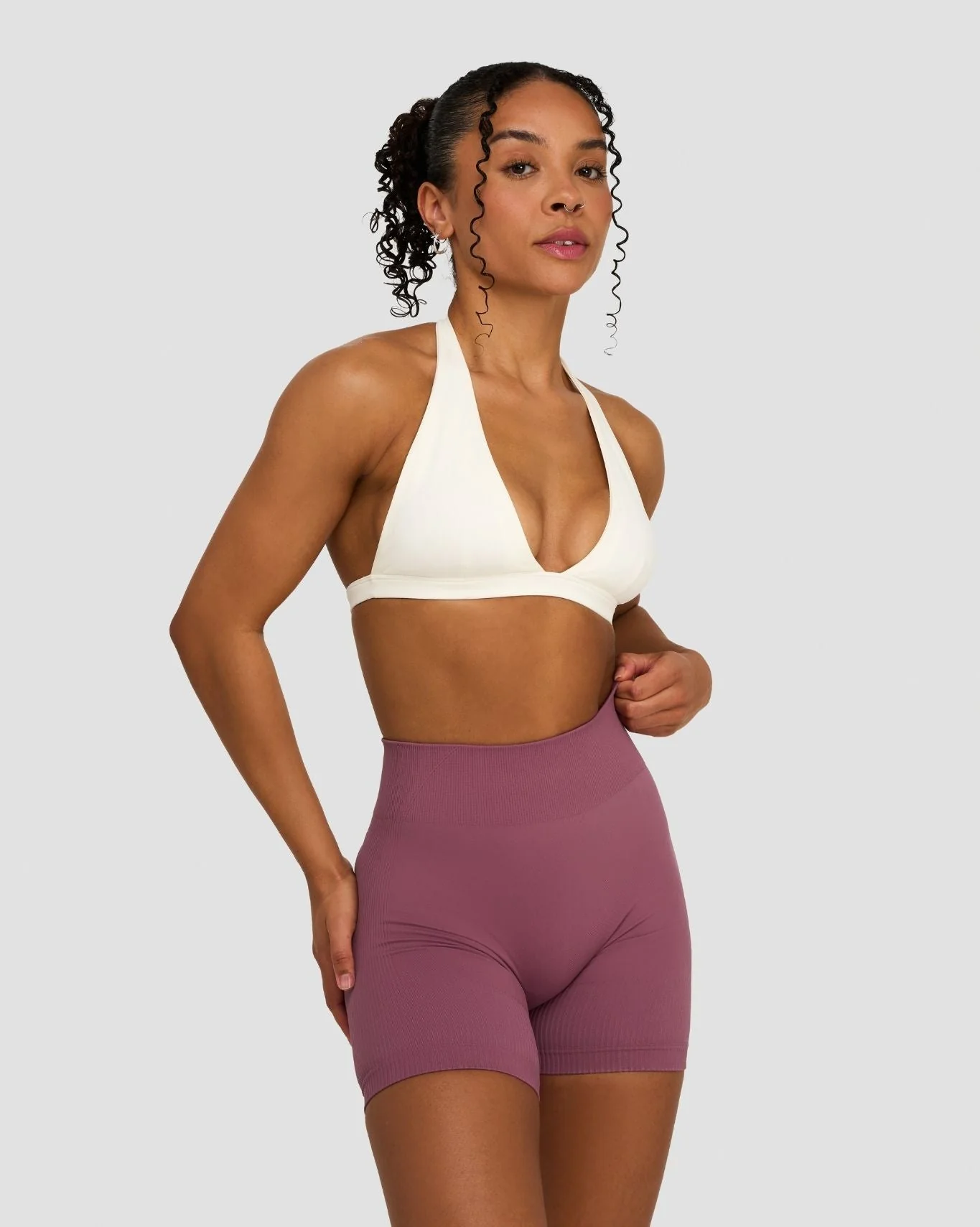 Elevate™ Sculpting Seamless V-Neck Halter Bra | Cream - Image 6